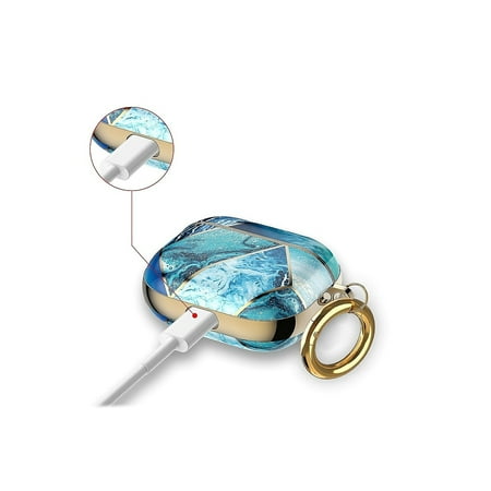 SaharaCase - Marble Case for Apple AirPods 3 (3rd Generation) - Blue/Gold