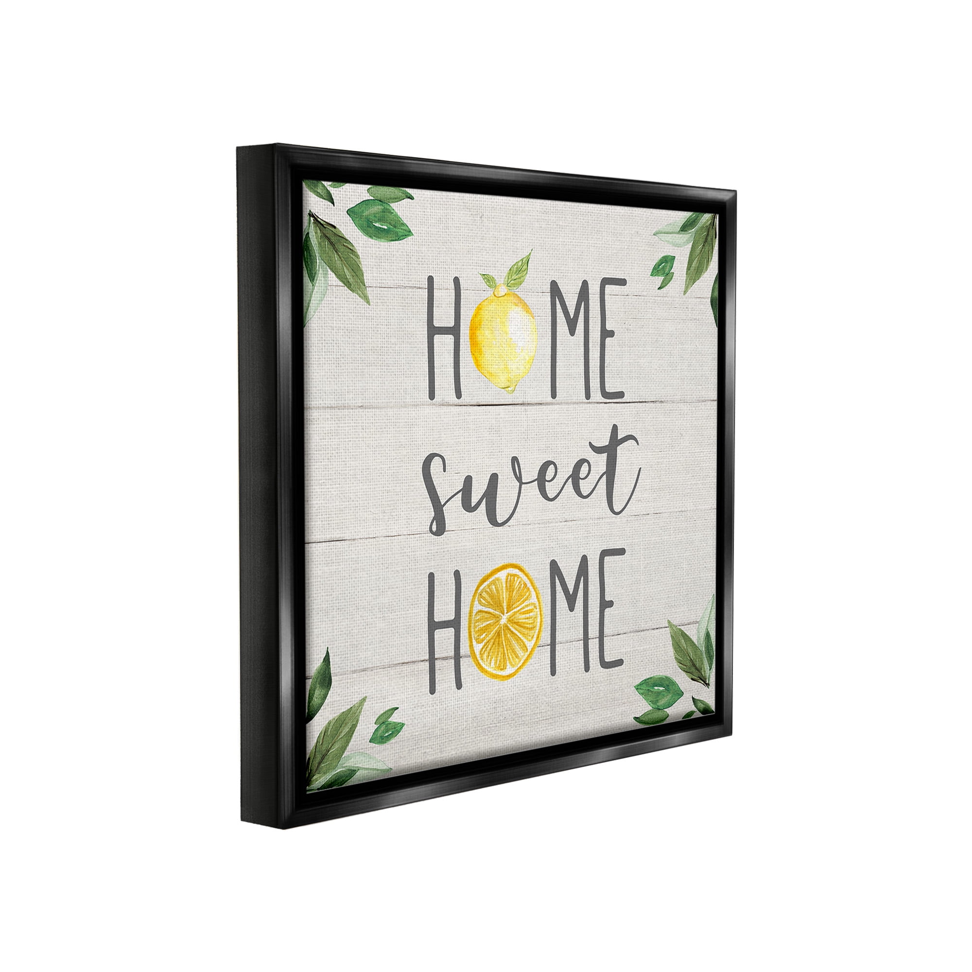 Stupell Industries Sweet Home with Lemons Food & Beverage Painting Black Floater Framed Canvas Art Print Wall Art, 18 x 18
