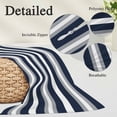 thumbnail image 4 of Navy Blue Gray Stripe Body Pillow Cover 20x54, Modern Farmhouse Horizontal Striped Decorative Pillowcase with Zipper, Microfiber Pillow Protector, Soft Breathable Long Lumbar Pillowcases for Women, 4 of 9