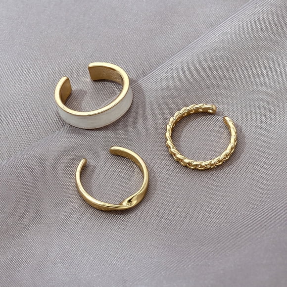 Anillo de dedo Jadeshay 3 piezas amarillo joyería Funcionalidad versátil