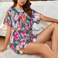 thumbnail image 4 of Fotbe eggs Print Pajama Set for Women 2 Piece Loungewear Short Sleeve Tops and Shorts Set Soft Sleepwear-XX-Large, 4 of 6