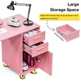 thumbnail image 3 of Mesa de manicura Kikihuose para uñas con cajón y espacio de almacenamiento, color rosa, 3 of 7