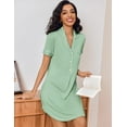 thumbnail image 2 of Ekouaer Women's Nightgown Button Down Nightshirt V Neck Sleepshirt Short Sleeve Sleepwear, 2 of 6
