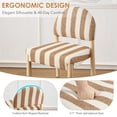 thumbnail image 4 of Zesthouse Upholstered Linen Bar Stools Set of 2, 26" Modern Counter Height Barstools with Arched Back & Solid Wood Legs, Farmhouse Wooden Kitchen Island Chairs, Brown and White Striped, 4 of 11