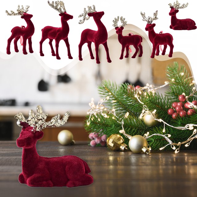 Xihbxyly Adorno Navideño de Ciervo, Diseño de Reno Rojo, Decoración Festiva de Mesa, Decoración Del Hogar para Las Vacaciones de Invierno, Regalo Ideal para La Familia, Tamaño 13 X 6 X 22 Cm