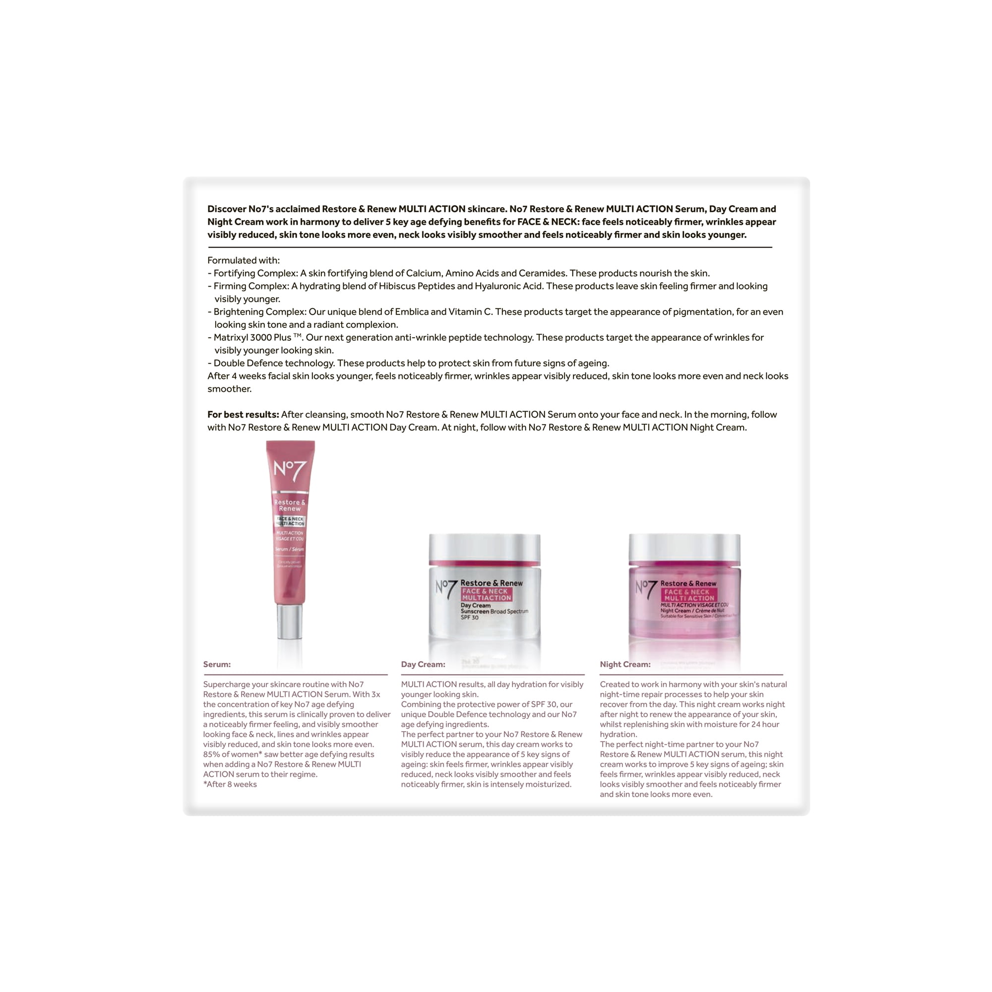 No7 Restore & Renew Face & Neck Multi Action Anti-Aging Skincare System