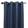 thumbnail image 2 of Blackout Curtain Panel Contemporary Moroccan Foil Printed 54"x84" Decorative Grommet Single Window Treatment Natalie, Navy / Gold, 2 of 2