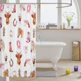 thumbnail image 3 of Manfei Animal Highland Cow Shower Curtain 72Wx84L,Western Cowgirl Bathroom Shower Curtain,Khaki Pink White, 3 of 6
