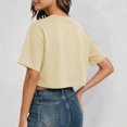 thumbnail image 4 of Yuanlong Womens Tshirts Round Neck Short Sleeve Summer Cropped T Shirts Solid Color Loose Fit Minimalist Sporty Basic Tees, 4 of 6