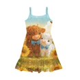 thumbnail image 4 of Uourmeti Girls Dresses Sleeveless Summer Causal Swing Sundress for Girls Highland Cattle Print Midi Tank Swing Tiered Dress 3-4t Cartoon Princess Skater, 4 of 7