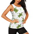 thumbnail image 2 of Xecao Cute Turtle print women's scoop neck, loose-fit workout tank tops for the gym., 2 of 9