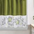 thumbnail image 2 of Flower Embroidered 3-Piece Kitchen Curtain Tiers & Swag Set, Green color, 58x36 & 28x36 inches for daily life and holiday, 2 of 3