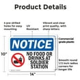 thumbnail image 2 of (2 Pack) No Food Or Drink At Solder Station OSHA Notice Sign 14 Inch X 10 Inch Plastic Sign, Weather Resistant, UV Protected for Workplace, Business, and Construction Site, Made in the, 2 of 8