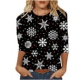 thumbnail image 2 of Pntutb Moda Mujer Chriatmas Impreso Camiseta 3/4 Mangas Blusa Cuello Redondo Casual tops Pntutb Pntutb-593, 2 of 5