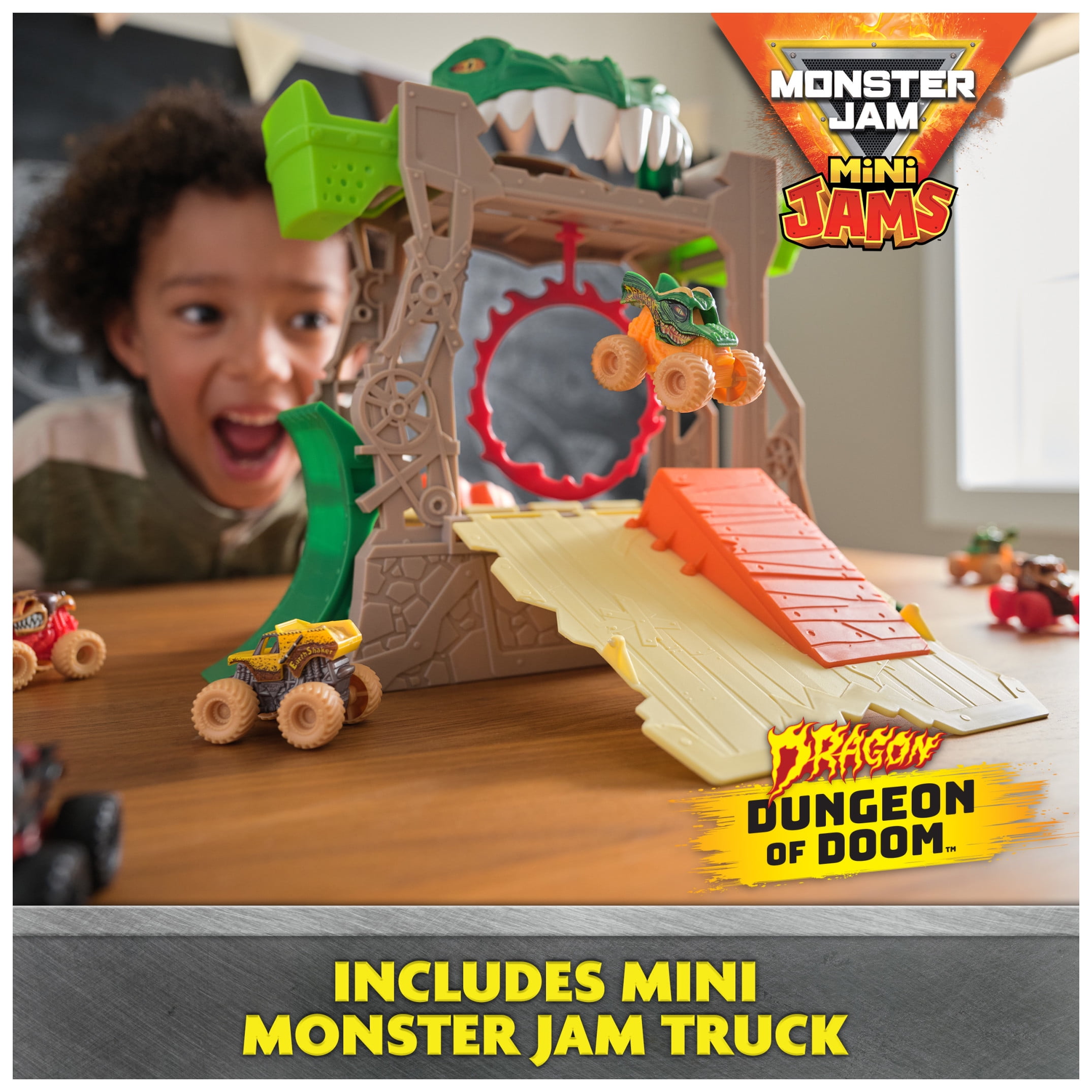 Monster Jam, Dragon Dungeon of Doom Playset, Mini Jams, Exclusive DieCast Dragon Monster Truck 1:87 (图3)
