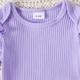 thumbnail image 6 of TOWED22 Toddler Baby Girls Summer Outfit Short Sleeve Ribbed Tops + Flower Suspender Overalls Shorts Set Kids Cute Clothes(Purple,9-12 M), 6 of 9