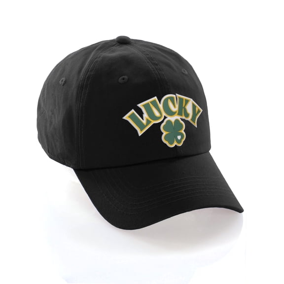 Daxton St. Patrick Day Lucky Clover Baseball Dad Hat, Lucky Clover Black Hat