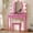 Pink, variant on Makeup Vanity Set with Lighted Tri-Folding Mirror, Vanity Table with 10 LED Light Bulbs & 3 Color Lighting Modes, Dressing Desk with 5 Storage Drawers & Cushion Stool,Black