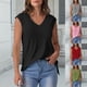 thumbnail image 1 of Camisa de manga larga,Camiseta de tirantes con cuello en V para mujer, diseño plisado en los hombros, dobladillo con abertura, tejido de poliéster, ropa informal, sopatenor, 1 of 9