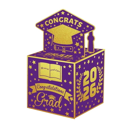 2026 Graduation Money Paper Box with Pull Out Card 5 Inch Class of 2026 Money Gift Boxes for High School College Graduates Party Celebration