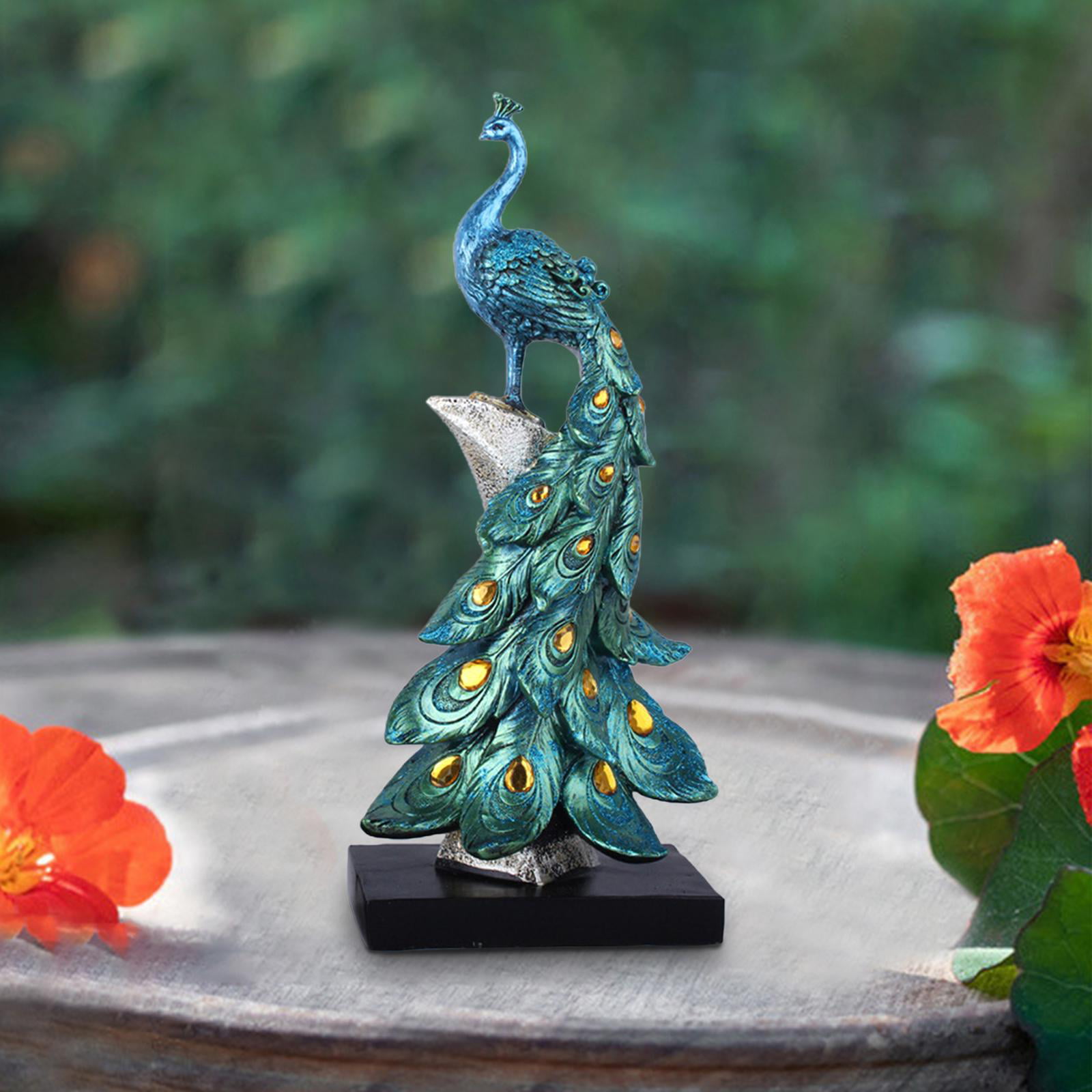 CECKQUE Elegant Blue Peacock Statue Shelf Decor Accents, Peacock Decor  Figurines Tabletop Home Decorations for Living Room, Peacock Decorative  Objects