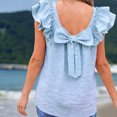 thumbnail image 5 of jowamay Ruffle Short Sleeve Tops for Women Textured Summer Dressy Bow Tie Back Crewneck Blouses Tops for Travel, 5 of 7