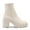 BEIGE WHITE/PU, variant on BURUDANI Women’s Chelsea Platform Ankle Boots Chunky Heel Elastic Side Lug Sole