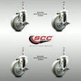 thumbnail image 2 of 4 Inch 316SS Gray Polyurethane Swivel 12mm Threaded Stem Caster Set Brake, 2 of 2
