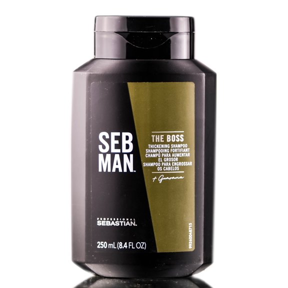8.4 oz , Sebastian Professional SebMan The Boss Thickening Shampoo Hair, Pack of 2 w/ SLEEKSHOP Teasing Comb