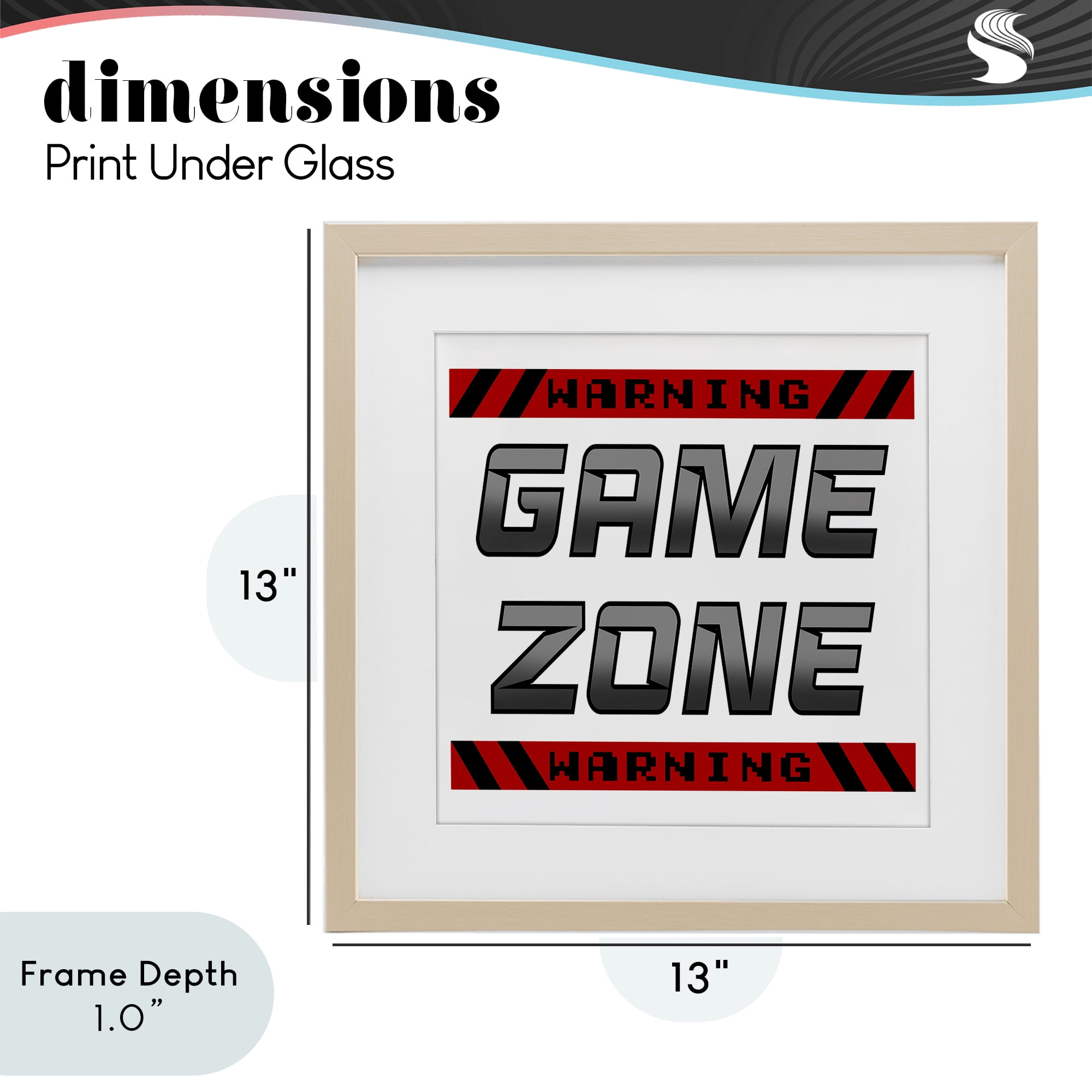 Stupell Industries Game Zone Warning Birch Framed Print Under Glass, design by Marcus Prime
