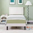 thumbnail image 6 of VECELO Set of 2 Twin Bed Frames, Modern Upholstered Platform Bed Frame with Button Tufted Adjustable Headboard, No Box Spring Needed, White, 6 of 10