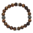 thumbnail image 2 of Diamond2Deal Stainless Steel Antiqued and Polished 10mm Tiger's Eye Stretch Bracelet for Women 8", 2 of 4