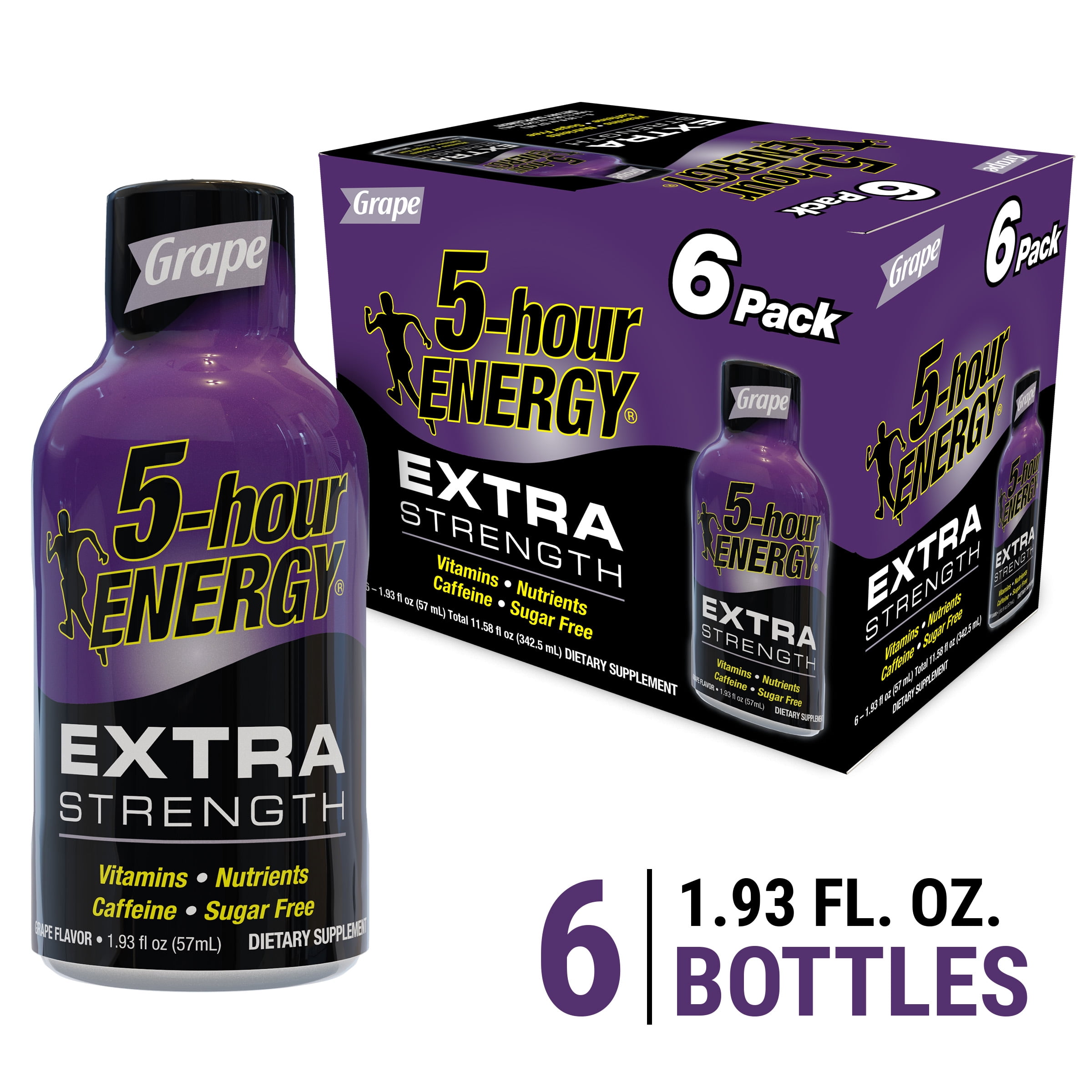 5hour ENERGY Shot, Extra Strength, Grape, 1.93 oz, 6 Pack Walmart