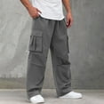 thumbnail image 3 of OGLCCG Mens Cargo Pants Casual Elastic Waist Outdoor Baggy Joggers Loose Solid Color Straight Leg Hiking Workout Pants with Pockets, 3 of 7
