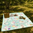 thumbnail image 6 of Flower Crown Llama Grid in Whimsical Cartoon Style for Kids, Sunglasses Hearts Mint Scene, Cozy Flannel Blanket for Bedroom and Playroom, Birthday Gift, Llama Home Decor, 6 of 7