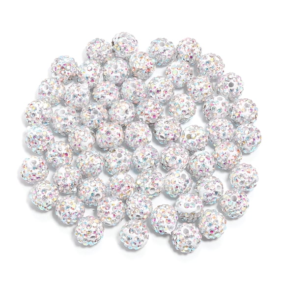 DESIGNICE 100Pcs 10mm Rhinestone Clay Beads Baseball Style Round Beads for Diy Necklace Bracelet Earrings Jewelry Bracelet Beads