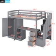 thumbnail image 2 of Harper & Bright Designs Twin Size Loft Bed with Wardrobe and Staircase, Wooden Twin Loft Bed with Desk and 3 Drawers and Cabinet in 1, for Kids Teens Adults, Gray, 2 of 17