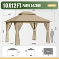 thumbnail image 3 of AOXUN Outdoor Gazebo for Patio 10x12, Metal Frame Canopy with Double Roofs, Heavy Duty Party Tent and Shelter with Mosquito Netting and Privacy Screen for Backyard, Lawn, Garden,Deck (Beige), 3 of 8