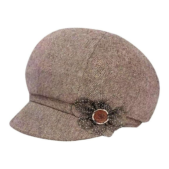 Women Retro Classic Visor Cap Beret Hats With Flower Buckle For Woman Ladies Plaid Hats Women 1920s Hat for Women Women's Artist Pack 90s Hats for Women Flower Head Men Knitted Women Woman French Hat