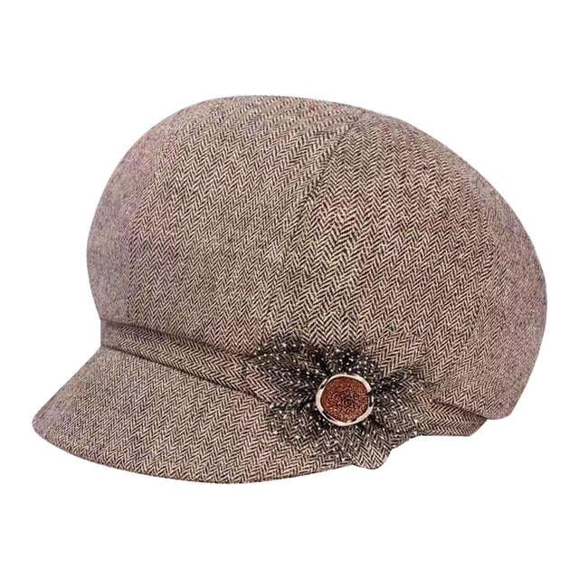 Béret pour Femmes Classique Rétro Visière avec Boucle Fleur Mode pour Tous les Jours