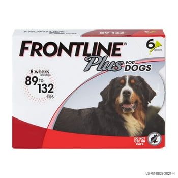 FRONTLINE® Plus for Dogs Flea and Tick , Extra Large Dog, 89-132 lbs, Red Box, 6 CT