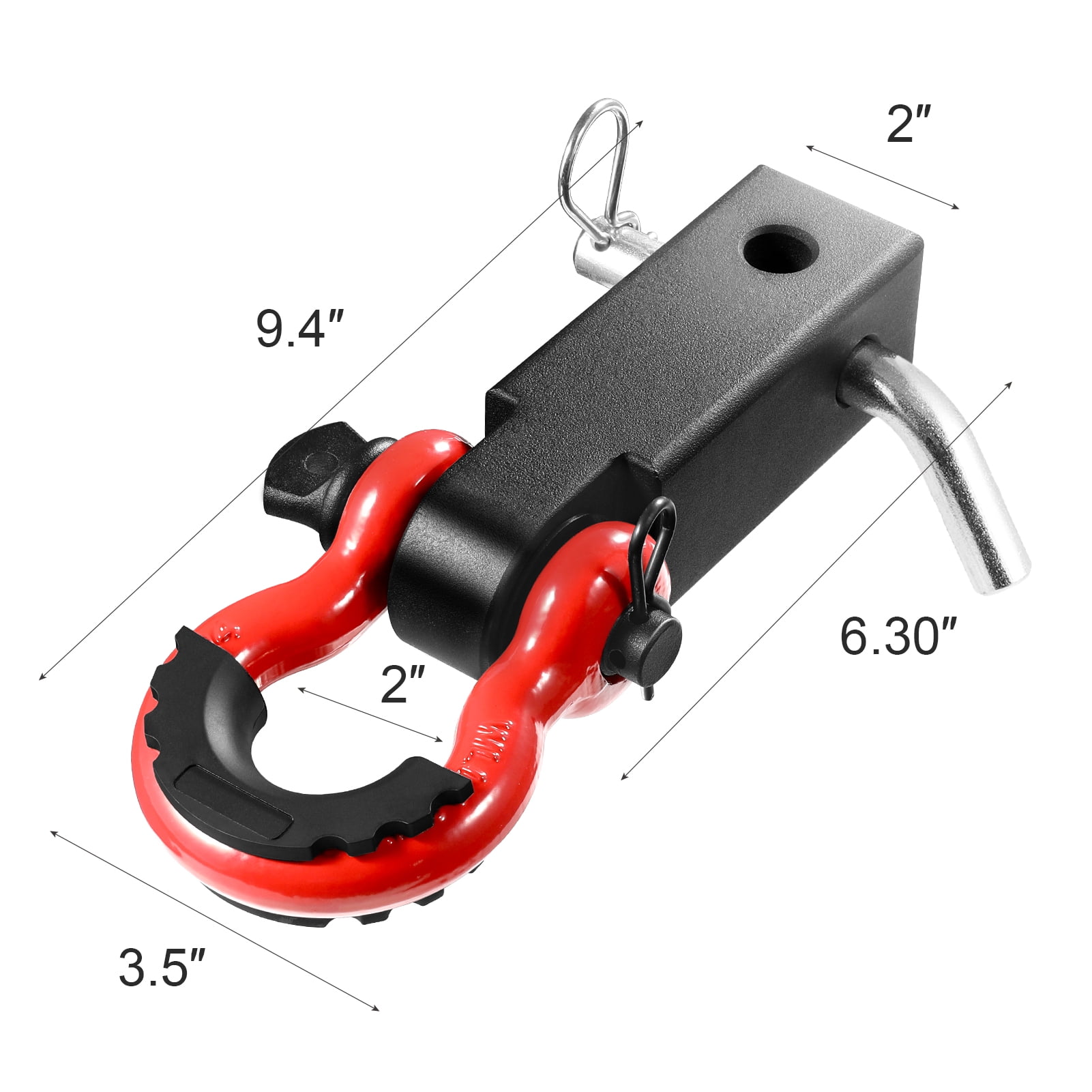 KFFKFF Hitch Receiver Shackle, Compatible with 2" Receivers, Withstands up to 52900 lbs, Includes D Ring Shackle and Trailer Hitch Lock Pin, Robust Towing Gear for Trucks, Jeeps