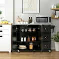 thumbnail image 3 of Costway Îlot de Cuisine Armoire de Rangement 2 Portes Dessus en Acier Inoxydable avec Tiroirs, 3 of 10