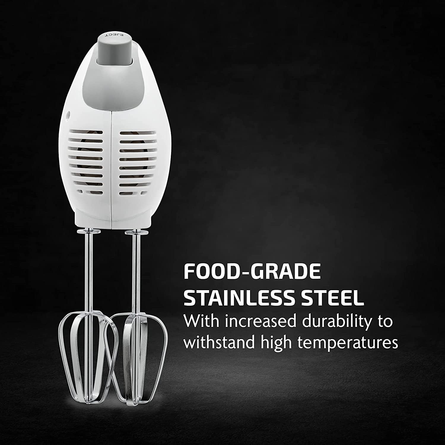 5-Speed Electric Hand Mixer with Stainless Steel Mixing Whisk, Snap-On Storage Case, Portable & Lightweight 150W Motor, Compact Handheld for Baking, Blending or Cooking, White HM151W