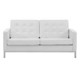 thumbnail image 4 of Contemporary Modern Urban Designer Living Room Lounge Club Lobby Loveseat Sofa, Faux Vinyl Leather, White, 4 of 4