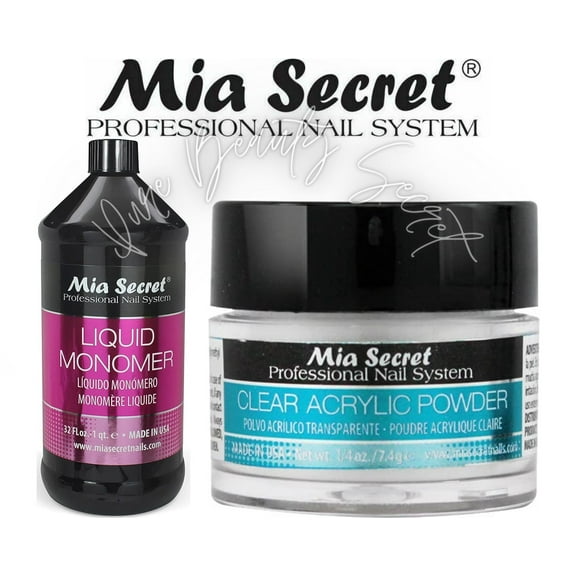 Mia Secret Liquid Monomer 32 oz and Clear Powder 0.25 oz