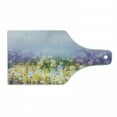 thumbnail image 1 of Flower Cutting Board, Chamomile and Dandelion Field Meadow Landscape in Contrasting Colors Idyllic View, Tempered Glass Cutting and Serving Board, Wine Bottle Shape, Yellow Purple, by Ambesonne, 1 of 1