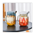 Overnight Oats Jar with Lid and Spoon Milk Fruit Salad Food Storage