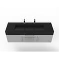 thumbnail image 2 of Nile 60" Gray Wood Floating Vanity with Black Top and Brushed Nickel Trim, 2 of 6