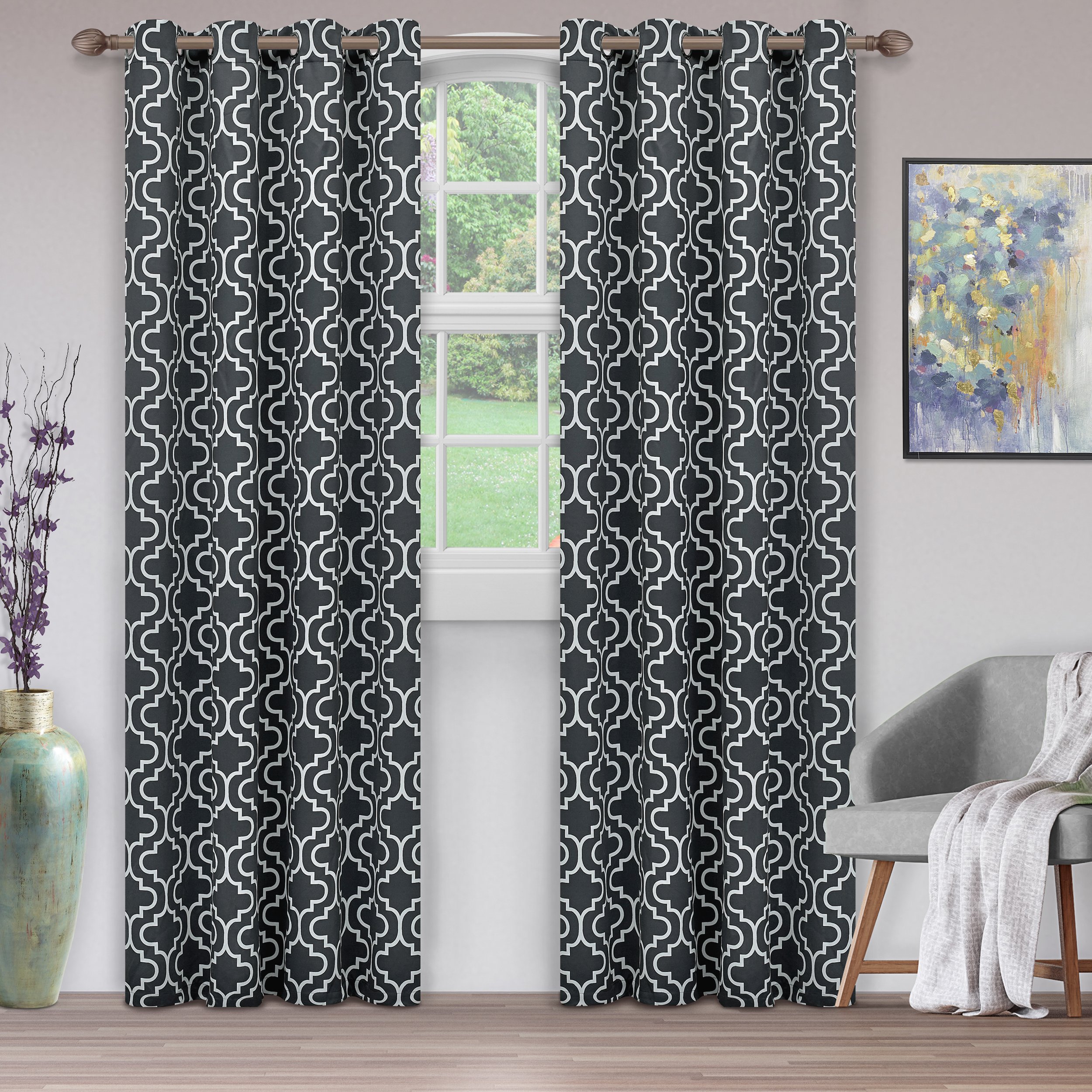 Superior Trellis Blackout 2 Panel Curtains Grey / 52"x84"